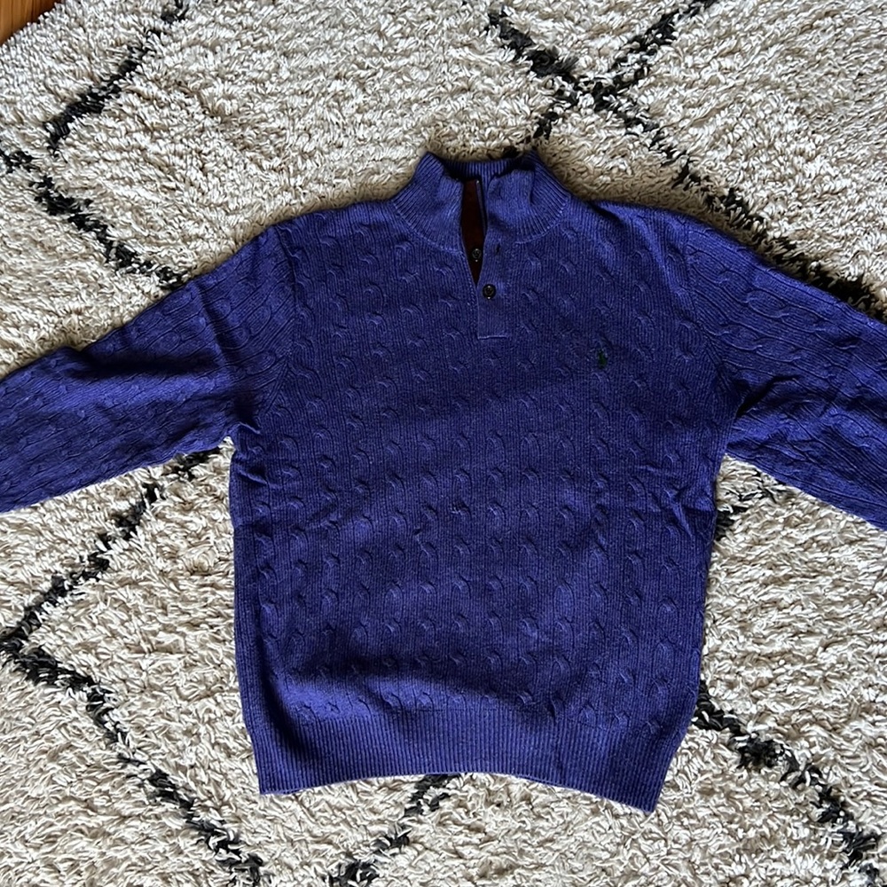 Beautiful comfortable blue pollo Ralph Lauren sweater 2 button up